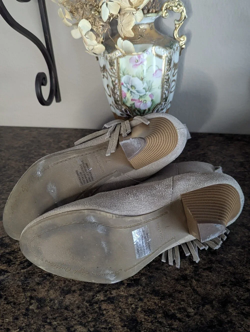 American Eagle Outfitters Faux Suede Fringe Booties With Small Heel 7